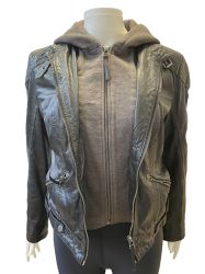 Кожено дамско яке с качулка GIPSY M