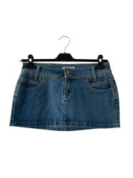 Дънкова дамска поличка с джобчета, копчета и цип SHAMBLE XL