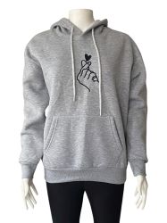 Памучен дамски суичър с качулка, джобче и картинка L