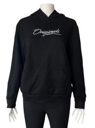 Дамски суичър с качулка, джобче и надпис XL