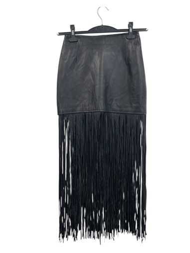 Кожена дамска пола с ресни S