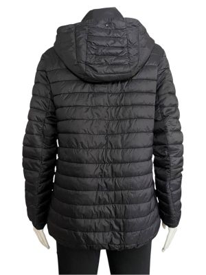 Дамско преходно яке с джобчета, копчета, качулка и цип Q/S L