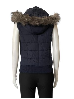 Дамско елече с джобове, копчета, пухкава качулка и цип WITCHERY S