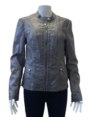 Дамско кожено яке с джобове, копче и ципове C&A M